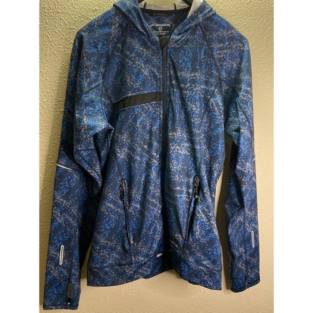 Brooks Men Blue Shelter Technology Hooded Jacket Size S